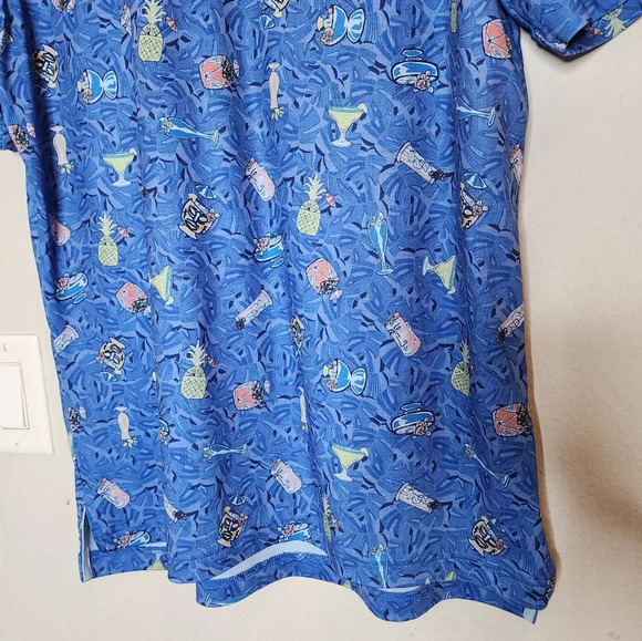 Johnnie-O Luau Prep-Formance Blue Short Sleeve Polo Shirt. Size medium - Picture 15 of 16